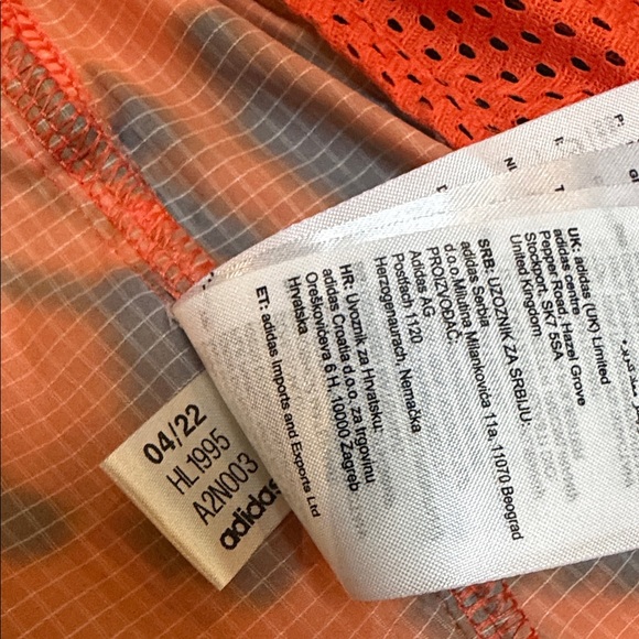 Adidas sz L Running Jacket - orange, dk navy - perfect for Oilers fans - mesh - Picture 11 of 13